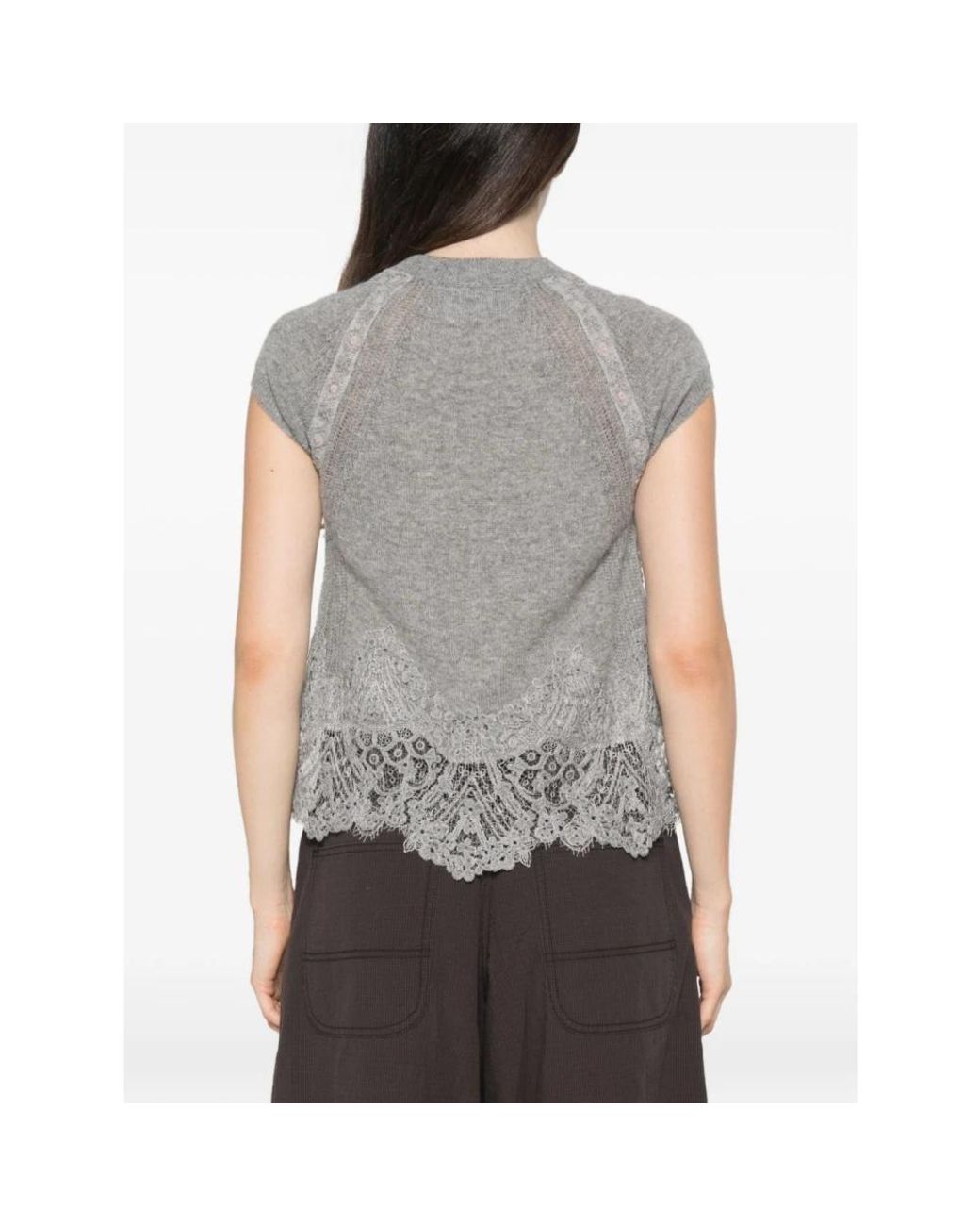 Ermanno Scervino Gray Round-Neck Knitwear
