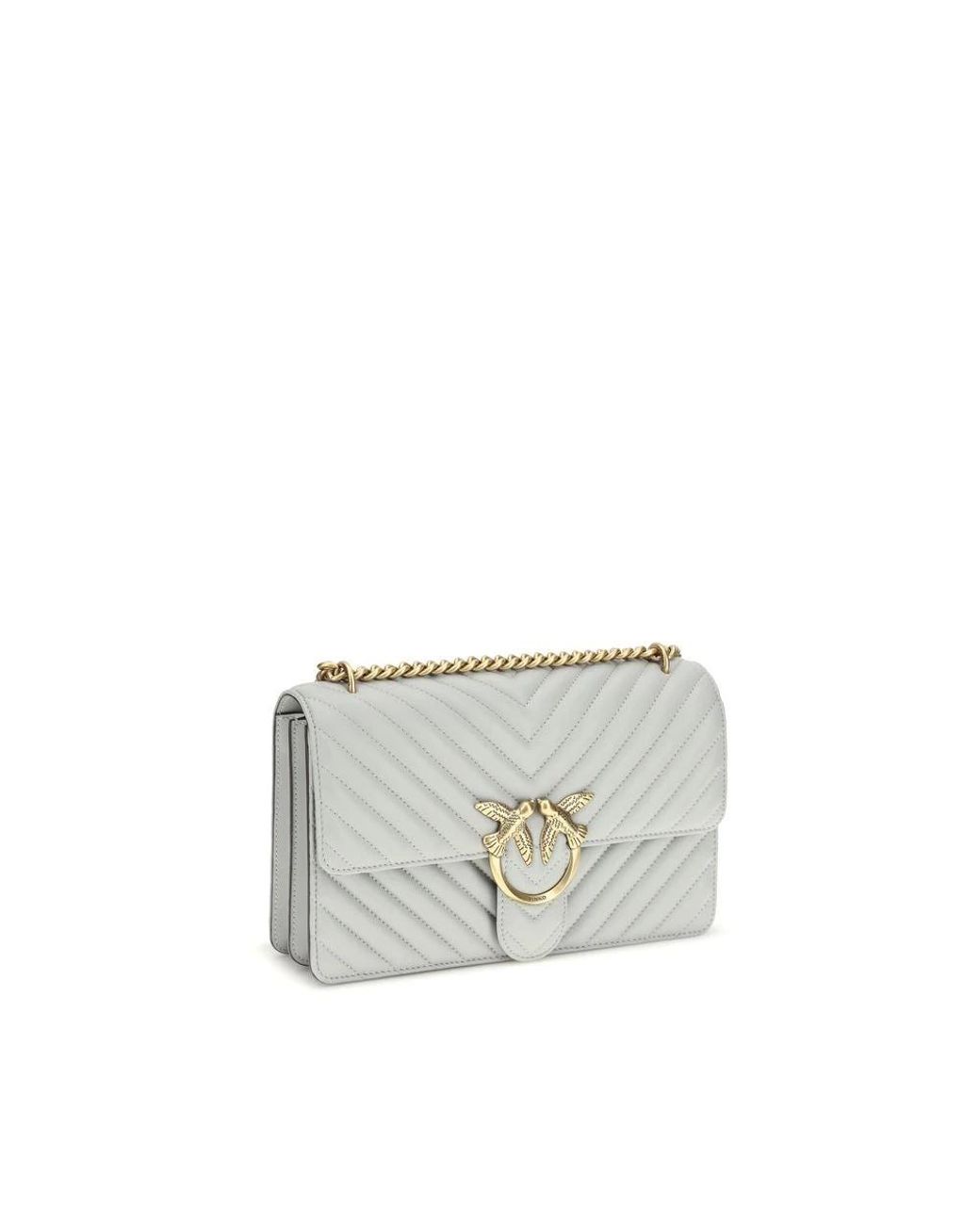 Pinko Gray Calf Leather Bos Taurus Shoulder Bag