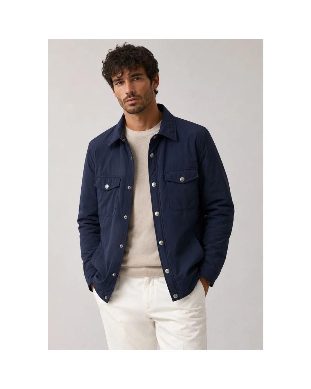 Eleventy Gestepptes Overshirt in Blue für Herren