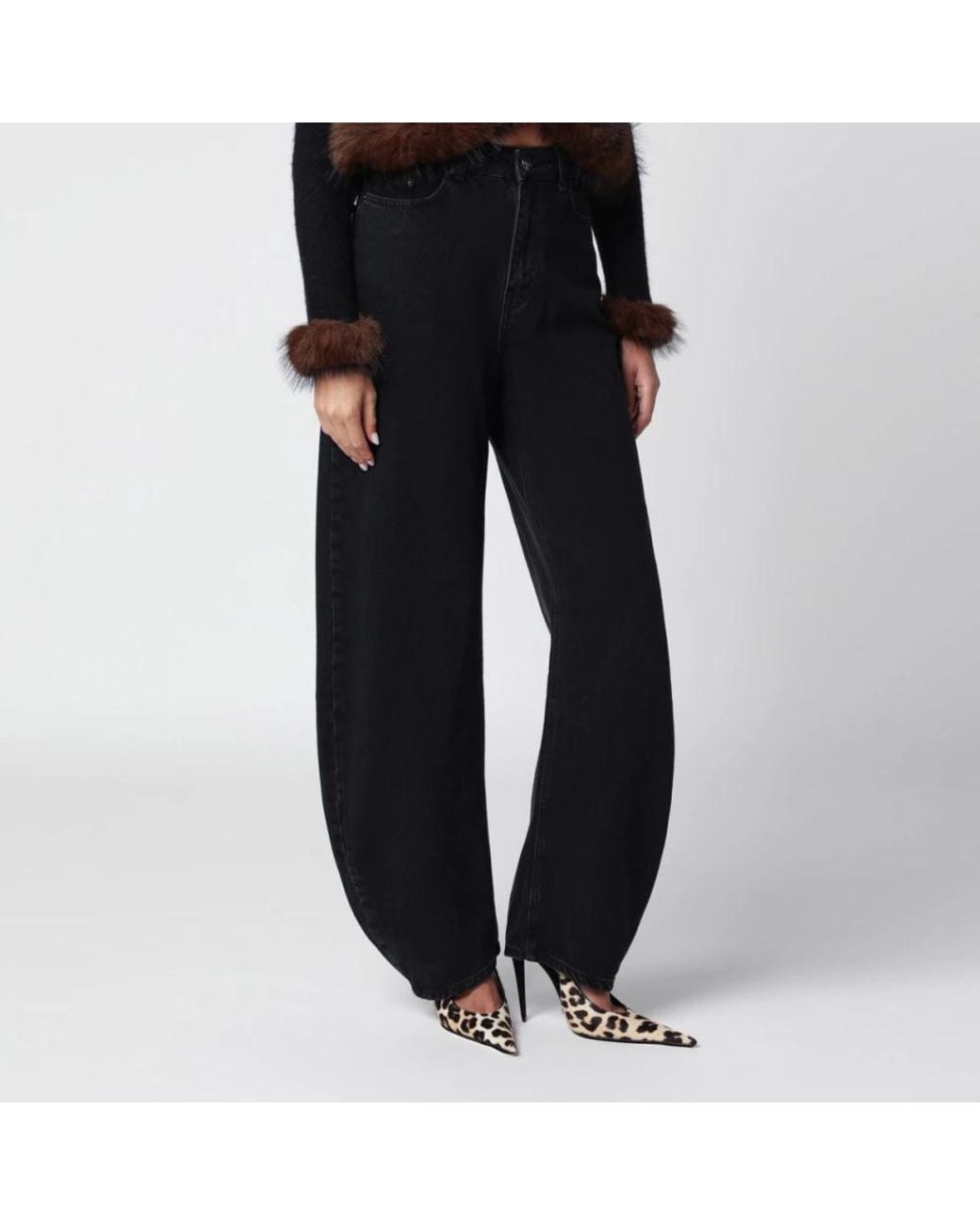 ROTATE BIRGER CHRISTENSEN Black Wide Jeans