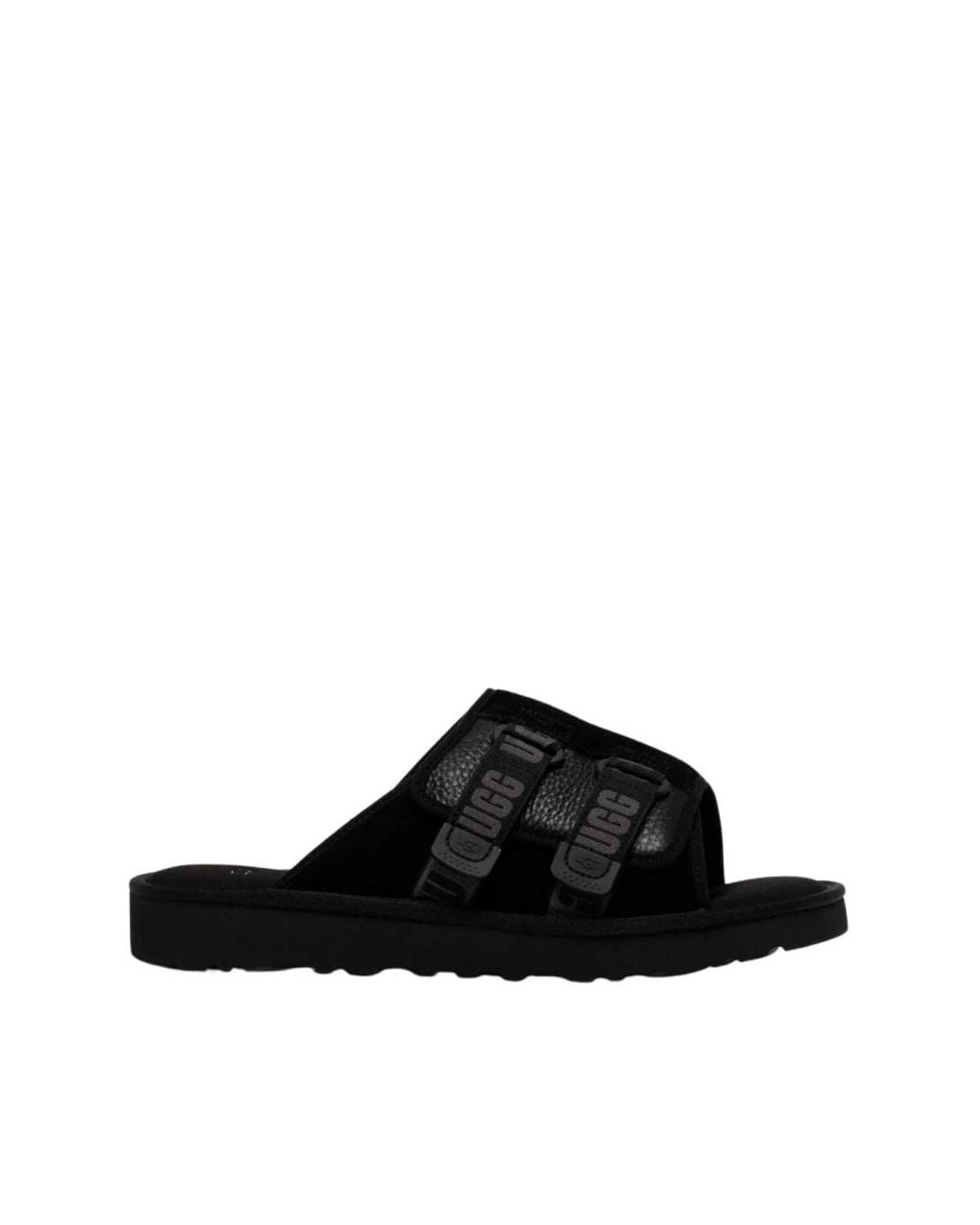 Ugg Black Goldencoast Double-Strap Suede Sliders for men