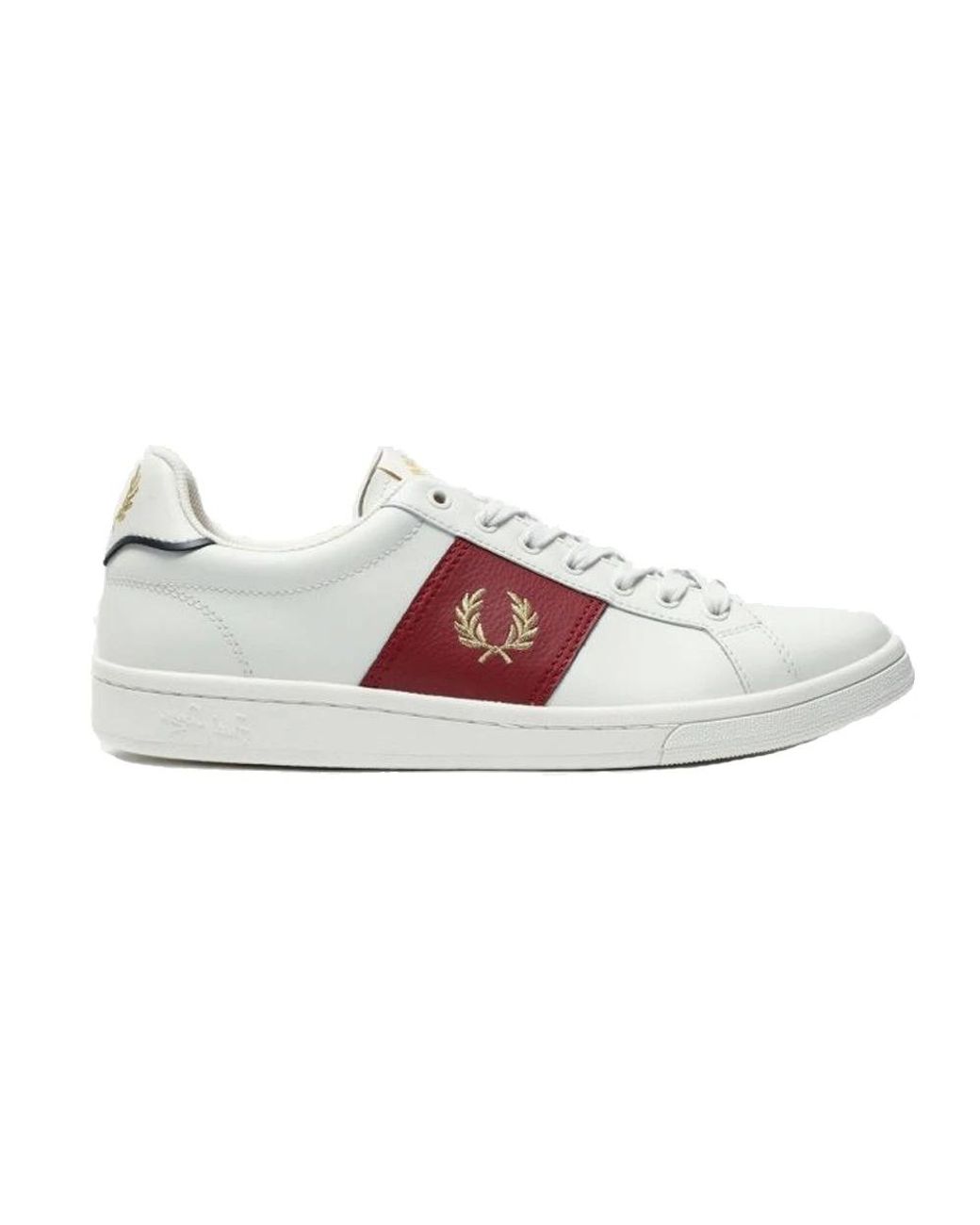 Fred Perry Schoenen ,Wit ,Leer Leren Sneakers Met Zijpanelen Van Porselein in het Multicolor voor heren