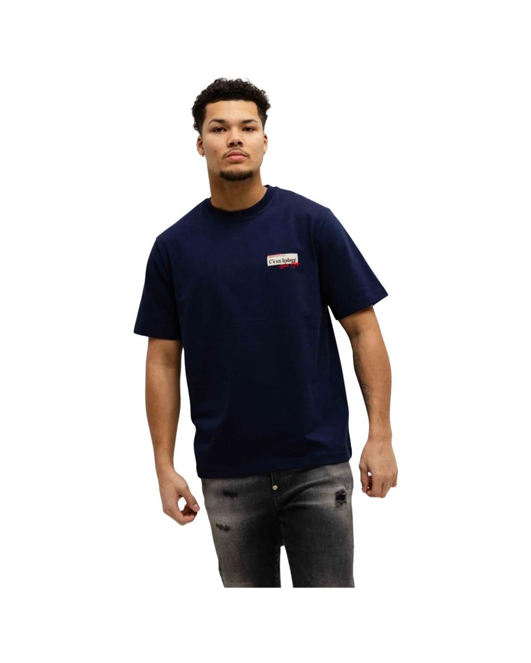 Iceberg Tops ,Blauw ,Katoen Jersey T-Shirt in het Blue voor heren