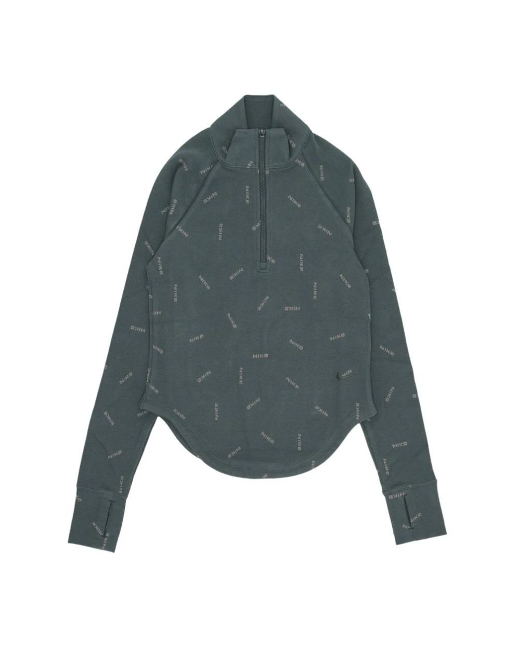 Nike Fitness ,Groen ,Katoen Vintage Groene Half-Zip Lang Mouw T-Shirt in het Gray
