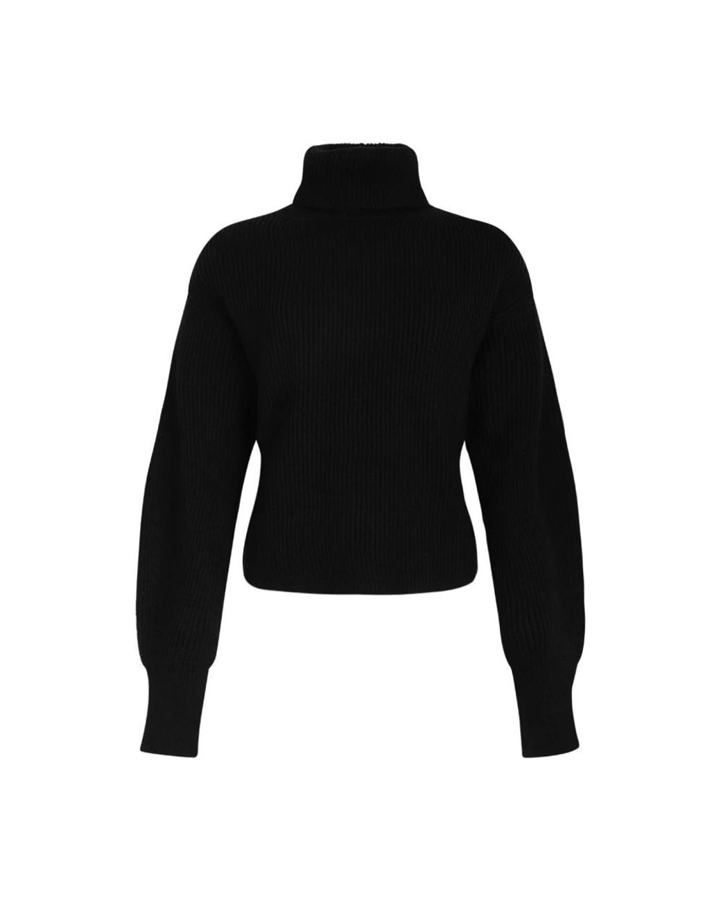 P.A.R.O.S.H. Black Gerippter Rollkragenpullover