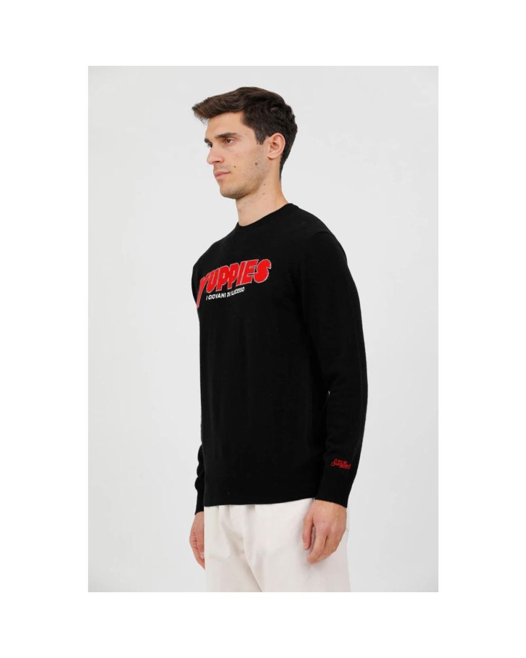 Mc2 Saint Barth Black Round-Neck Knitwear for men