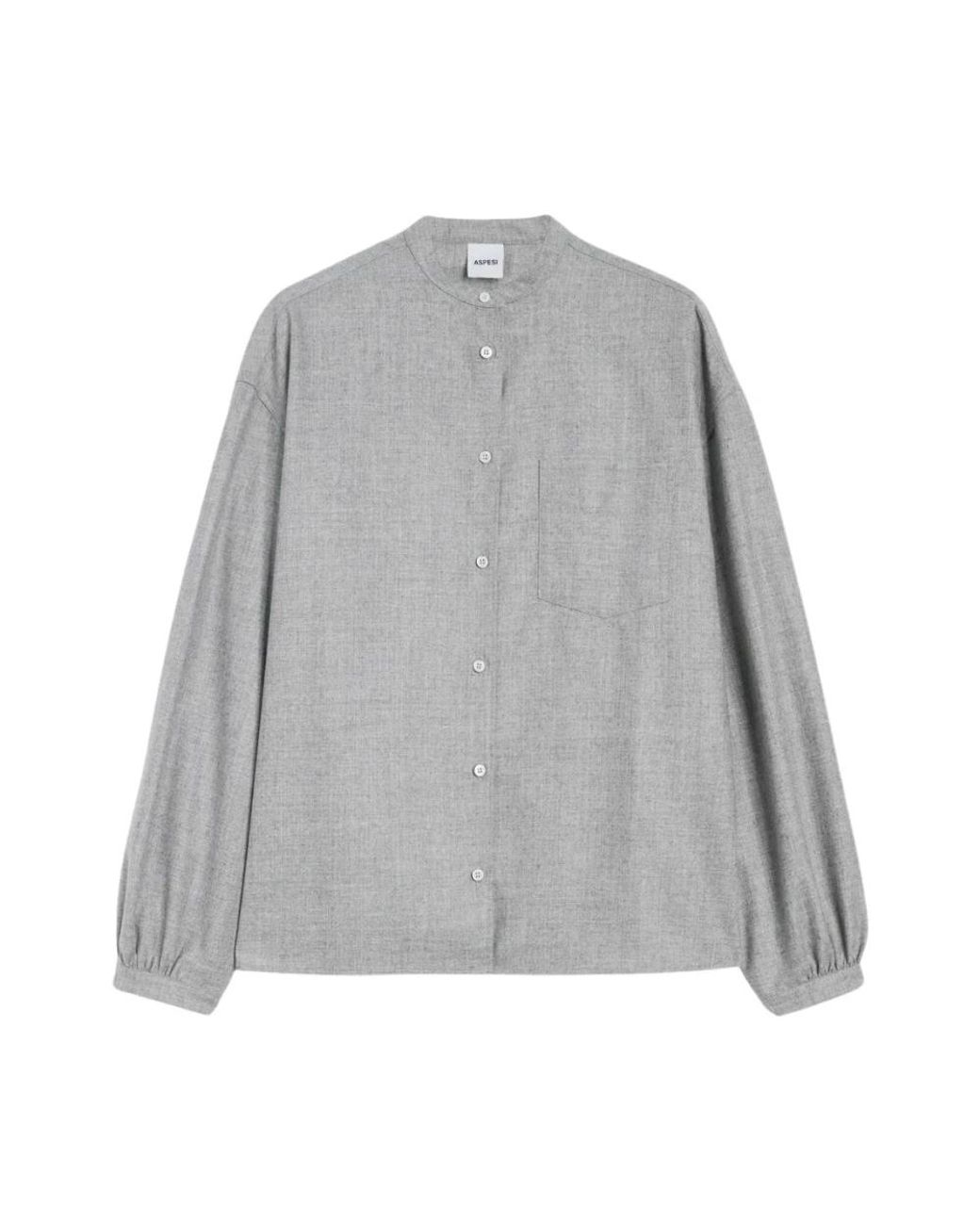 Aspesi Wool-Blend Flannel Shirt in het Gray