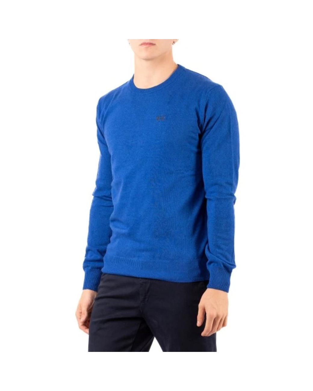 La Martina Blue Round-Neck Knitwear for men