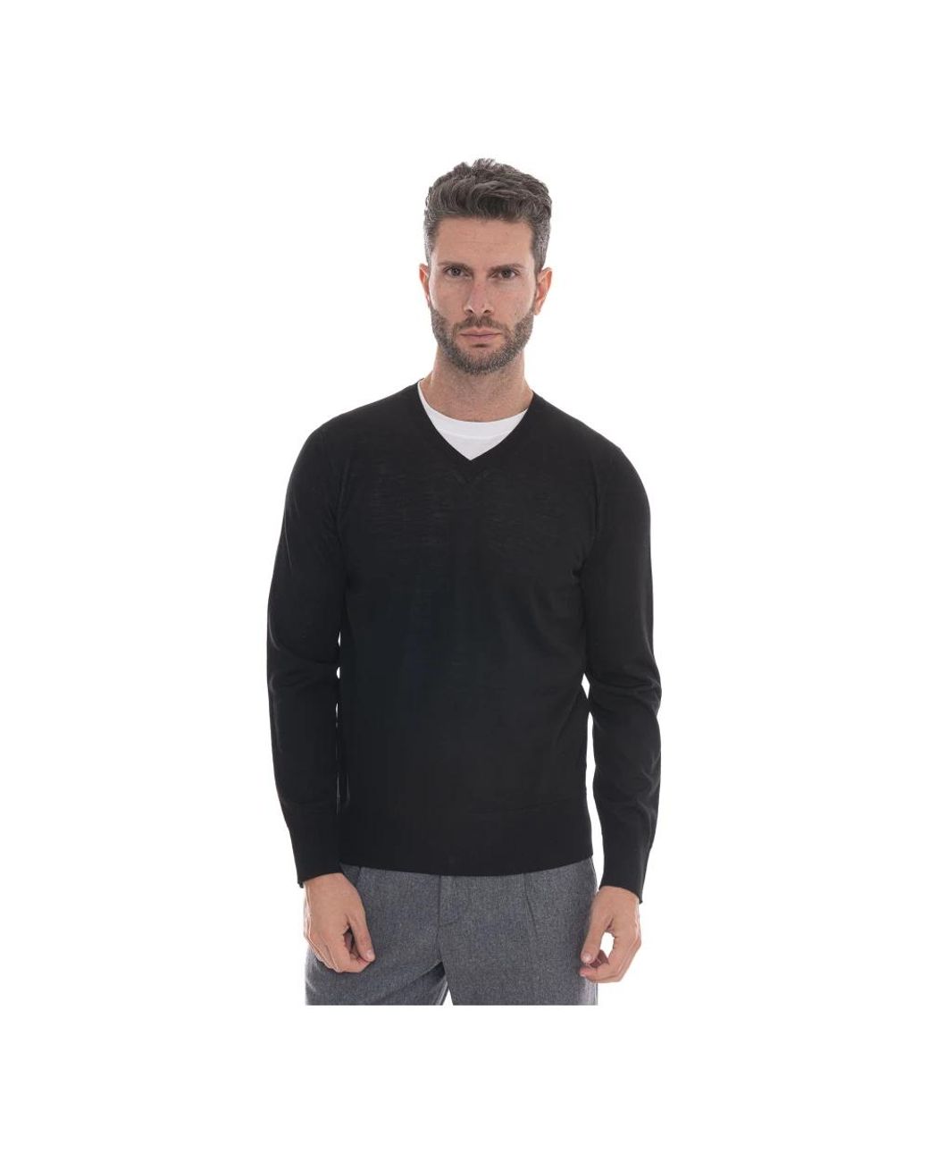 hindustrie Black V-Neck Knitwear for men
