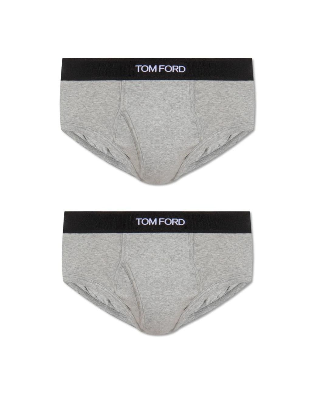 Tom Ford Ondergoed ,Grijs ,Katoen Logo Jacquard Stretch Slips in het Gray voor heren