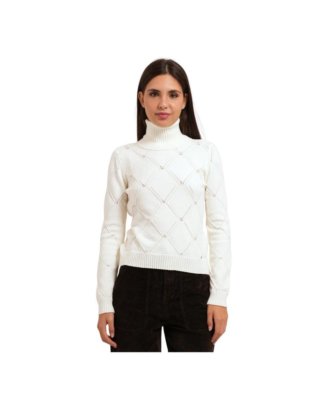 GAUDI White Rollkragenpullover Strick