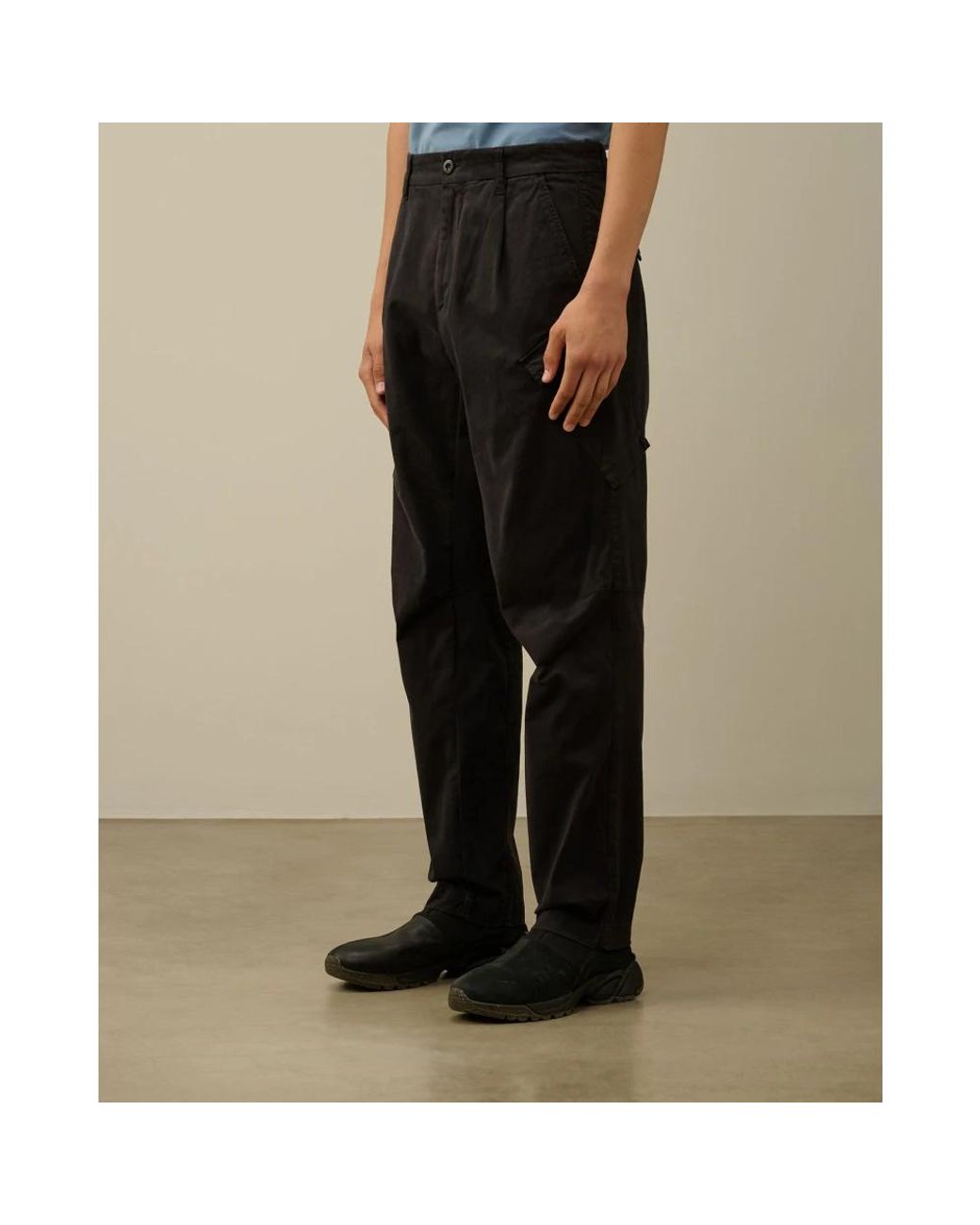 C P Company Black Straight Trousers for men