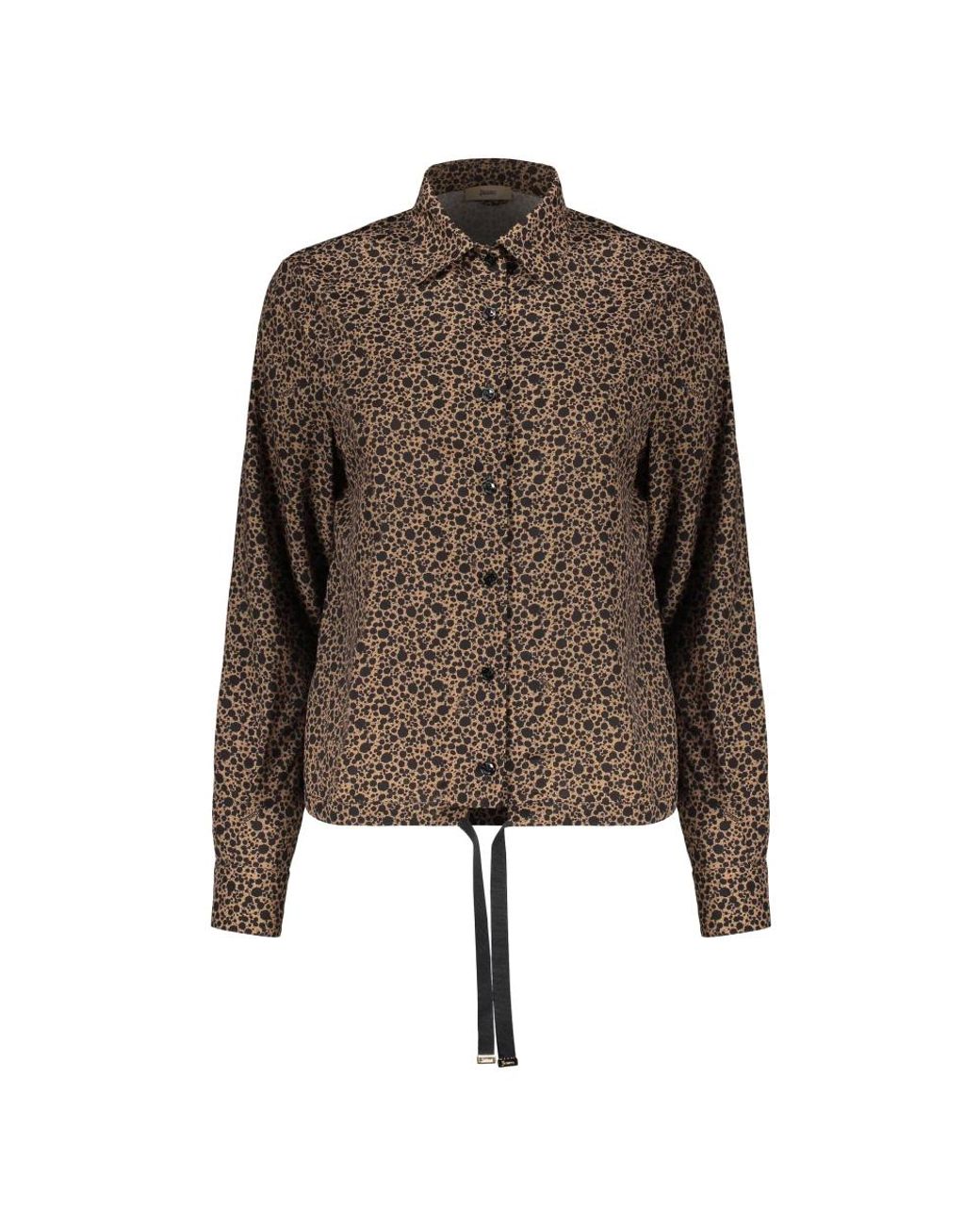 Herno Overhemden ,Bruin ,Polyester Long-Sleeve Shirt Met Geometrische Print in het Brown