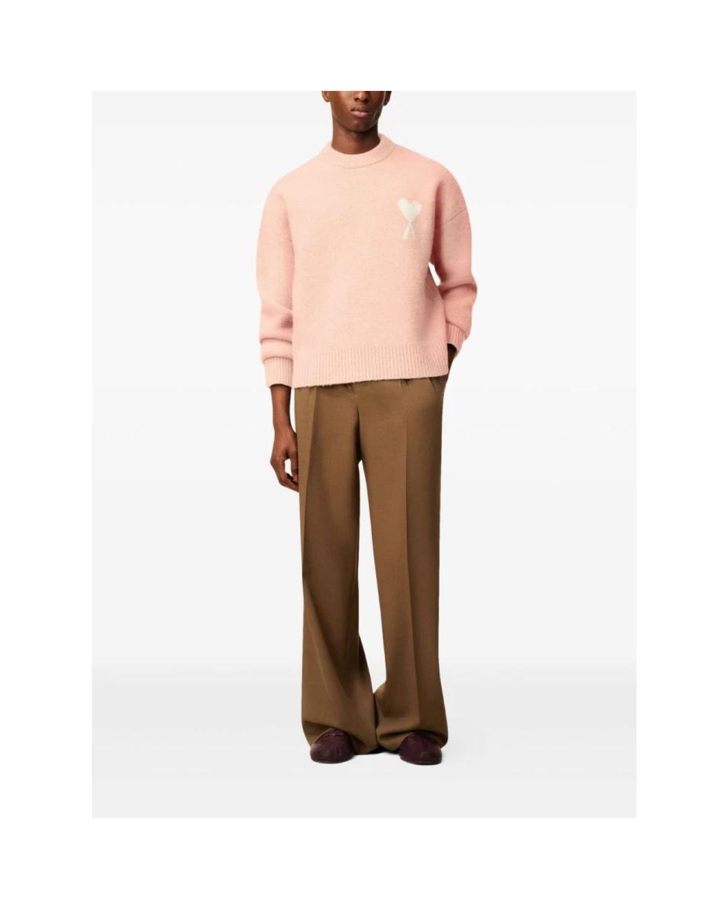 AMI Pink Round-Neck Knitwear for men