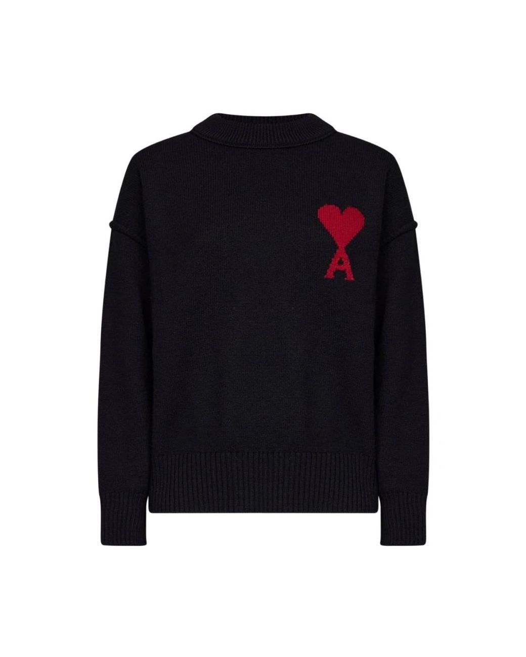 AMI Truien & Vesten ,Zwart ,Wol De Coeur Crewneck Sweater in het Black