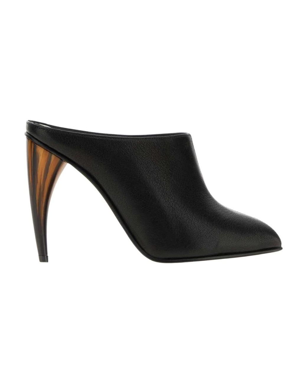 McQueen Black Heeled Mules