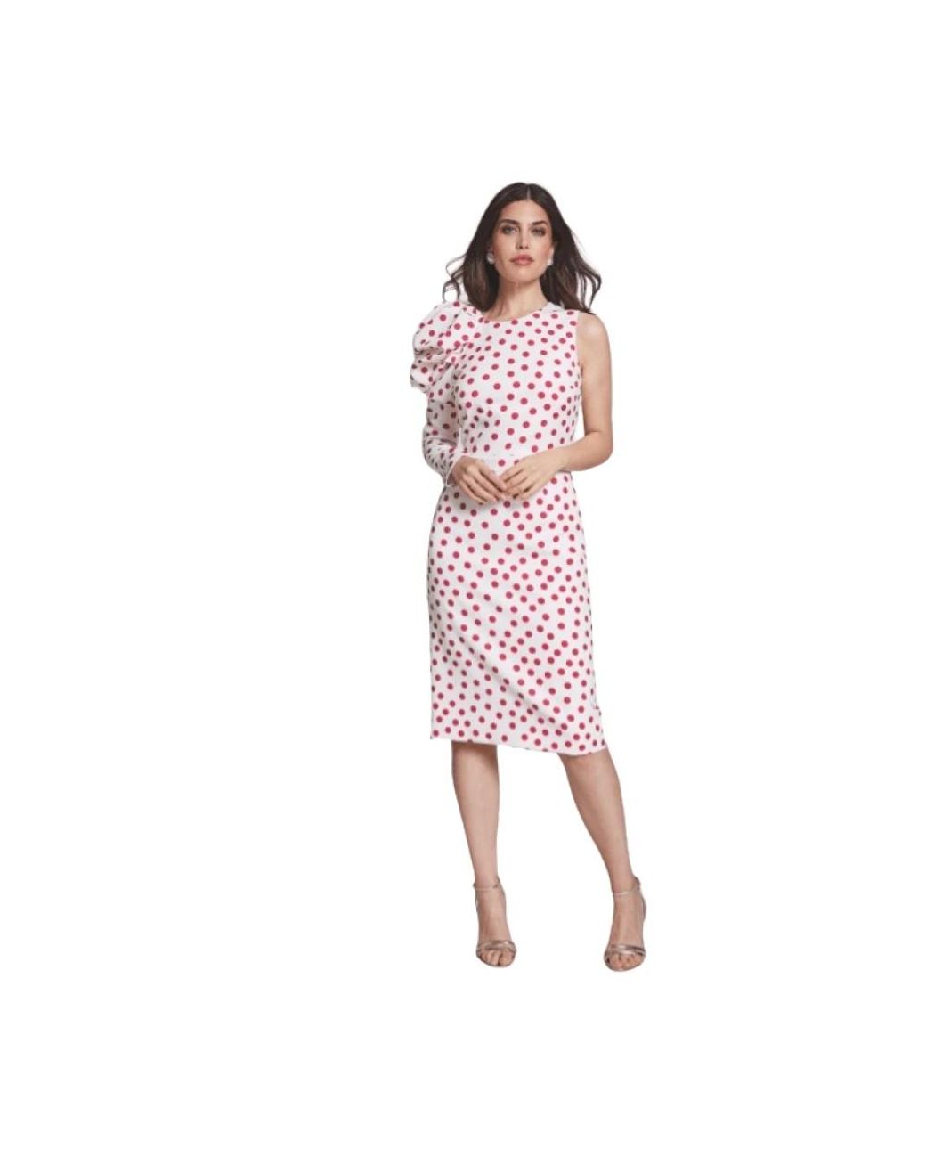 Moskada Kleedjes ,Wit ,Asymmetrische Polkadot Jurk in het Pink