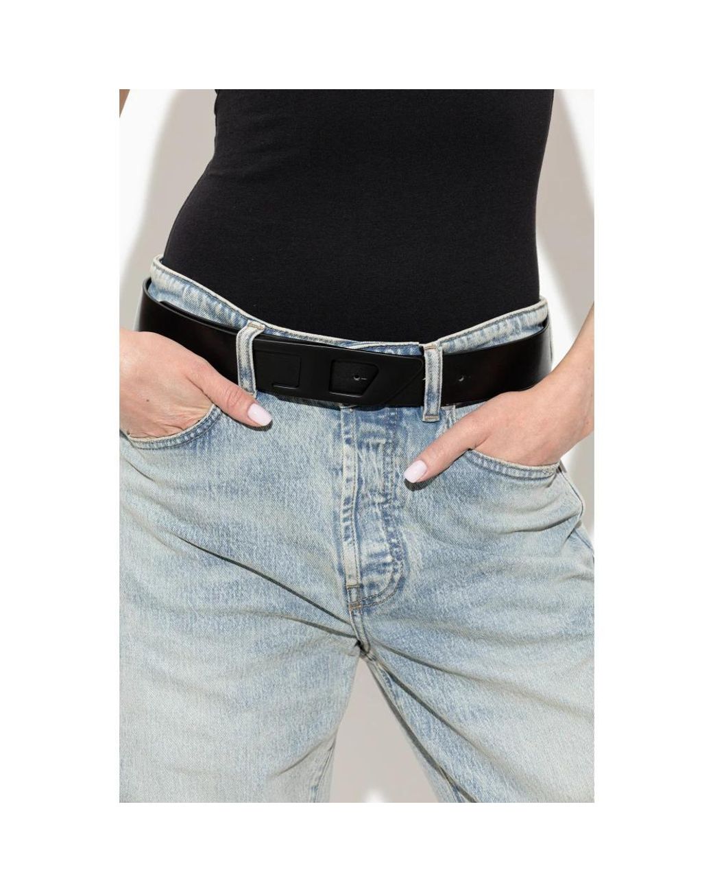 DIESEL Black B-D Logo 2.0 Ledergürtel