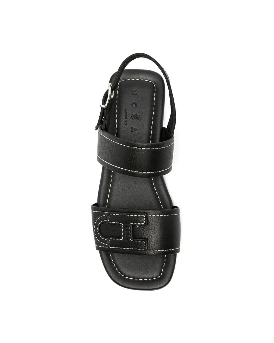 Hogan Black Flat Sandals