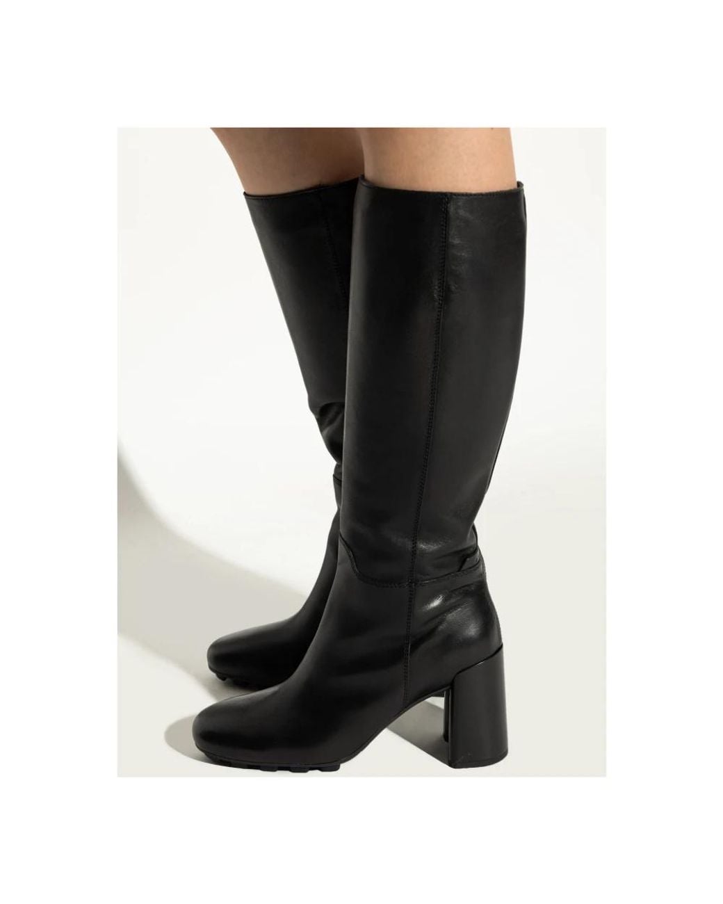 Hogan Black Lederstiefel Mit Absatz
