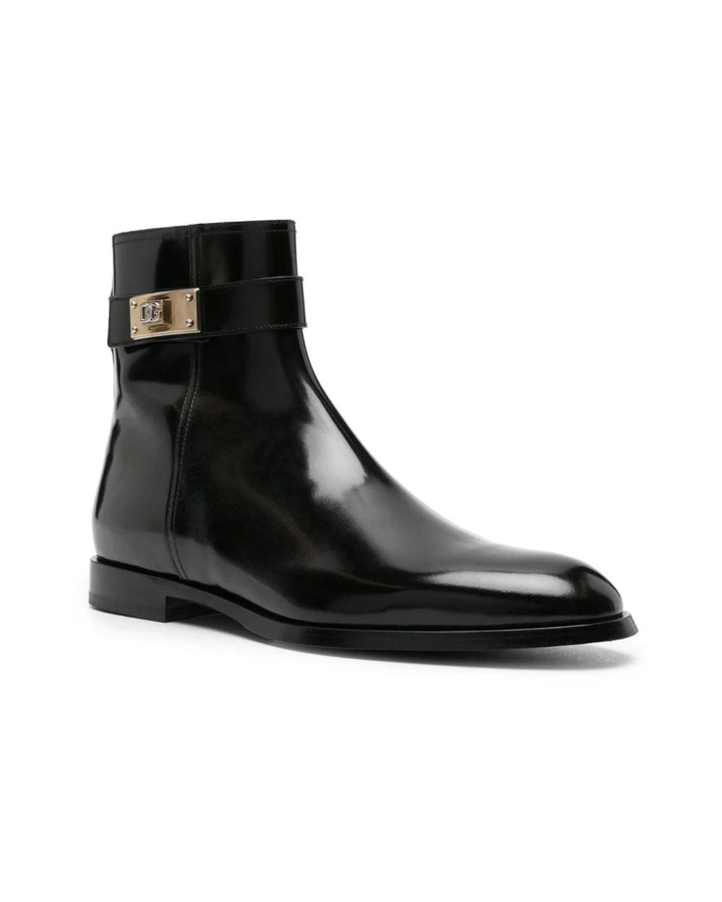 Dolce & Gabbana Black Giotto Leather Ankle Boots for men