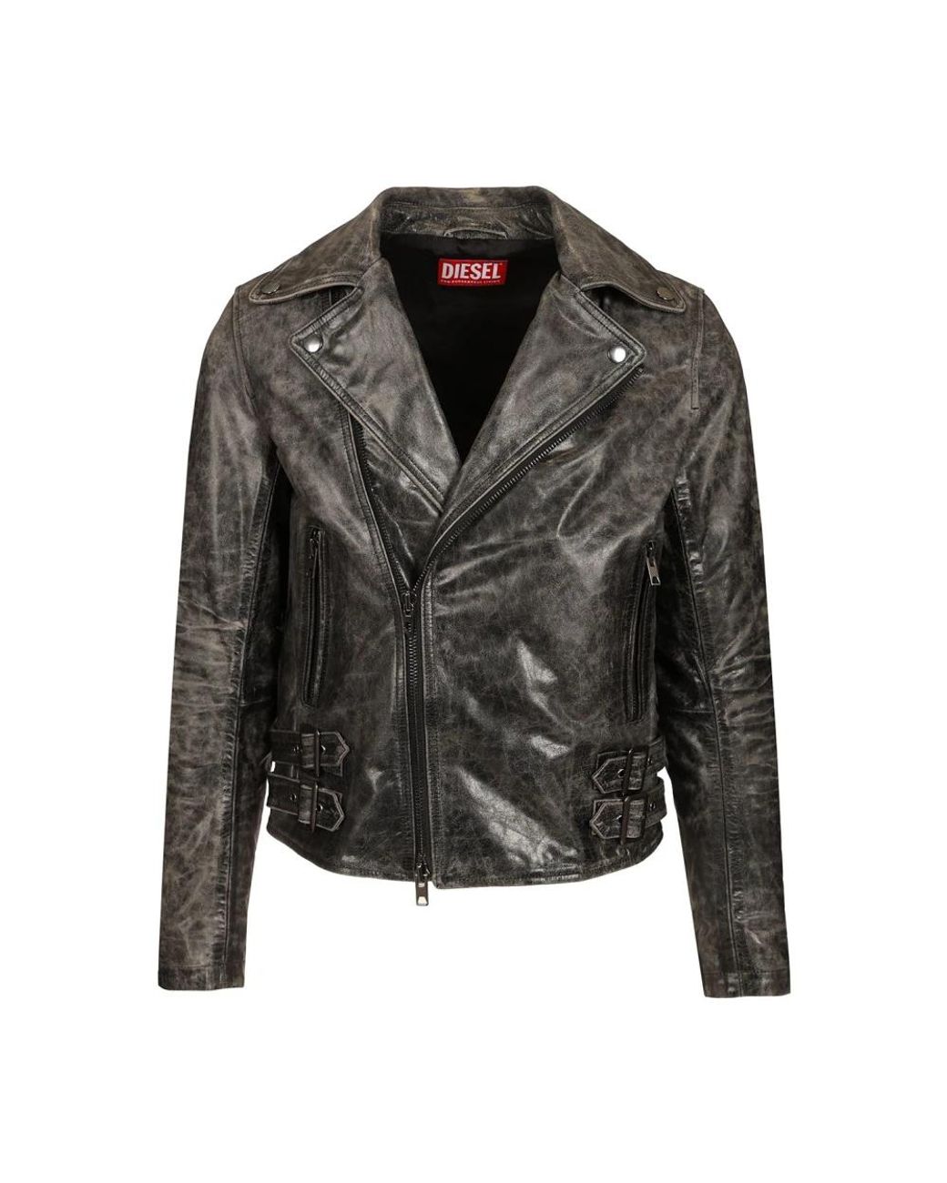 DIESEL Black Leather Jackets for men