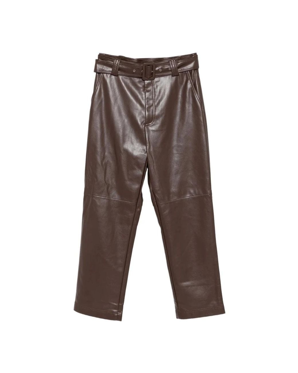 Twinset Brown Leather Trousers