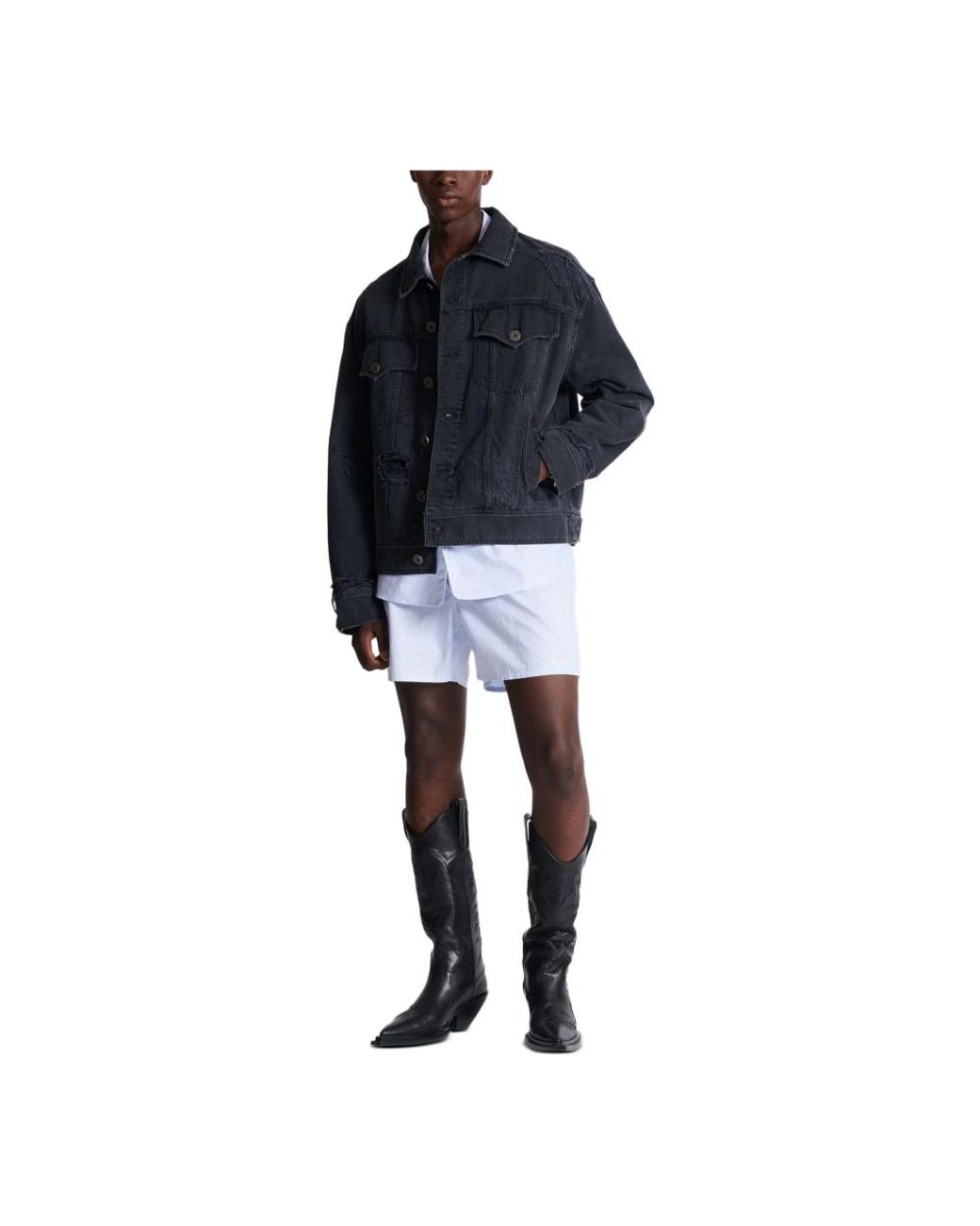 Balmain Blue Worn-effect Denim Jacket for men