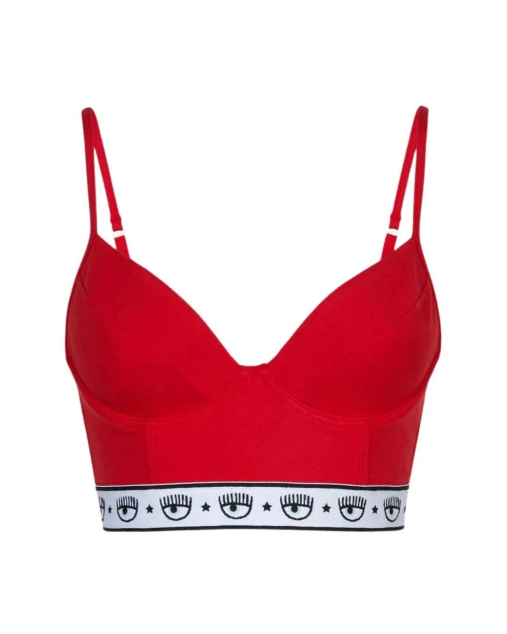 Chiara Ferragni Ondergoed ,Rood ,Katoen Rode Bralette Met Maxi Logomania Band in het Red
