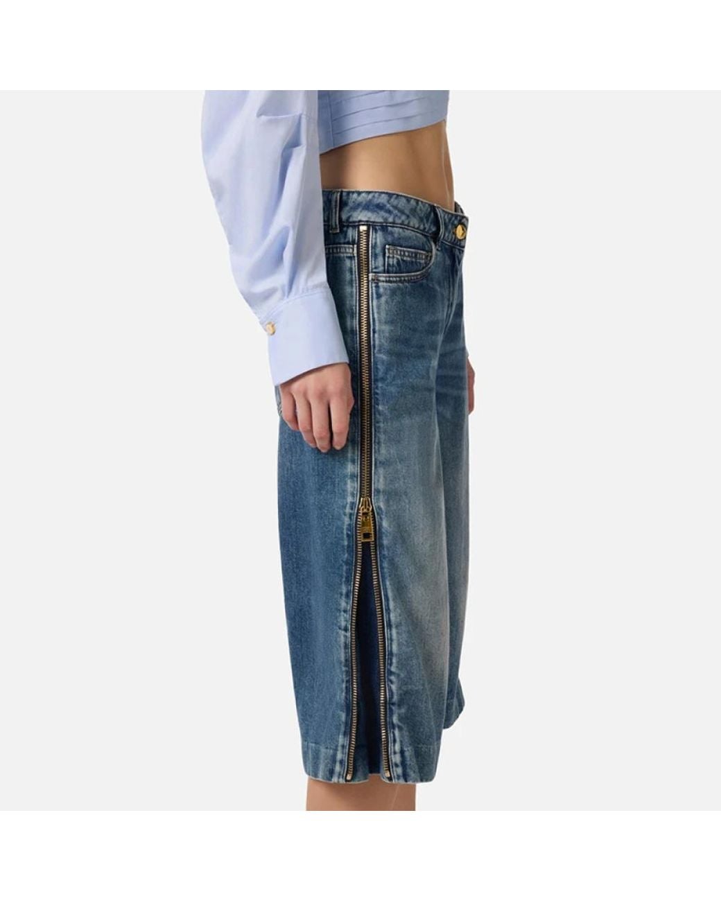 Elisabetta Franchi Blue Denim Shorts