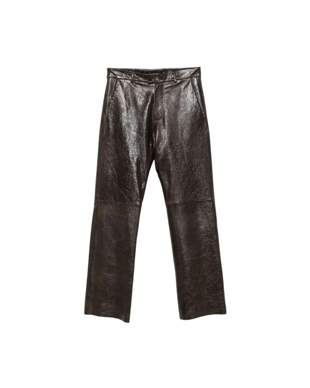 Emporio Armani Gray Leather Trousers for men