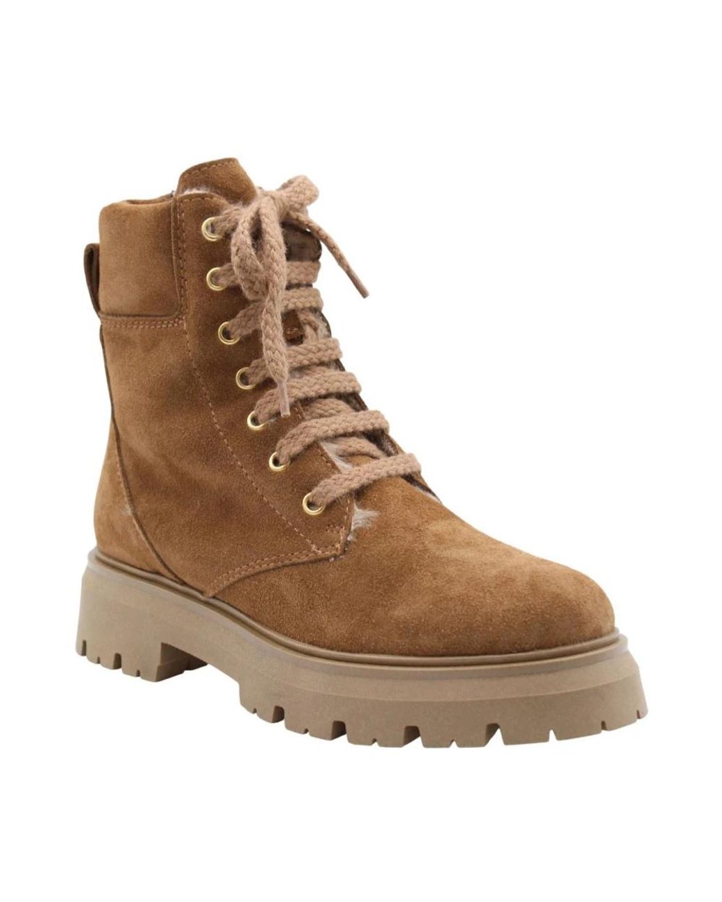 E mia Brown Lace-Up Boots