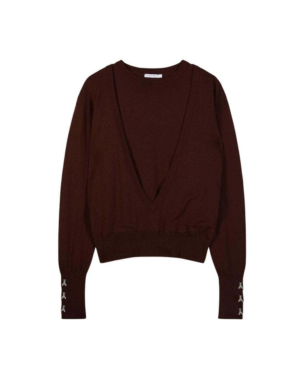 Patrizia Pepe Brown V-Neck Knitwear