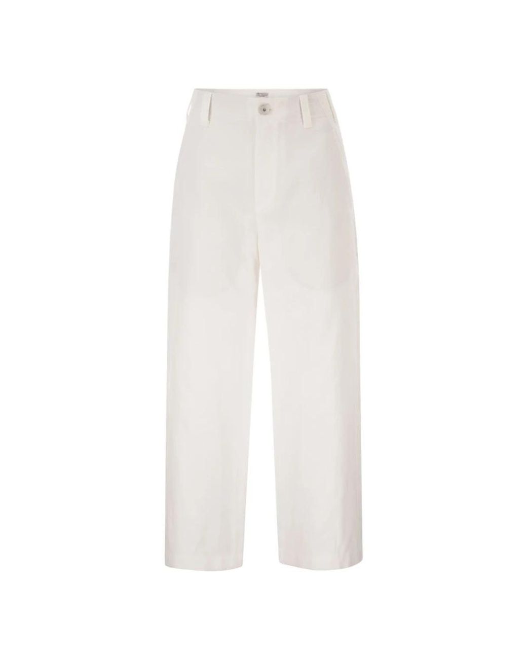 Brunello Cucinelli White Wide Trousers
