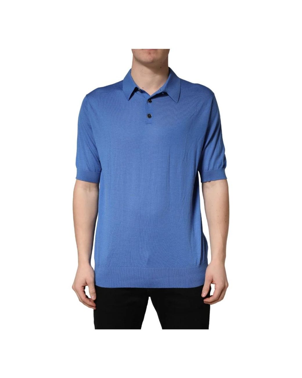 Dolce & Gabbana Blue Polo Shirts for men