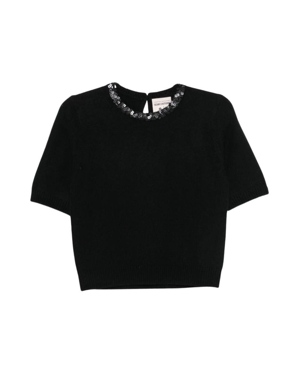 Semicouture Black Round-Neck Knitwear