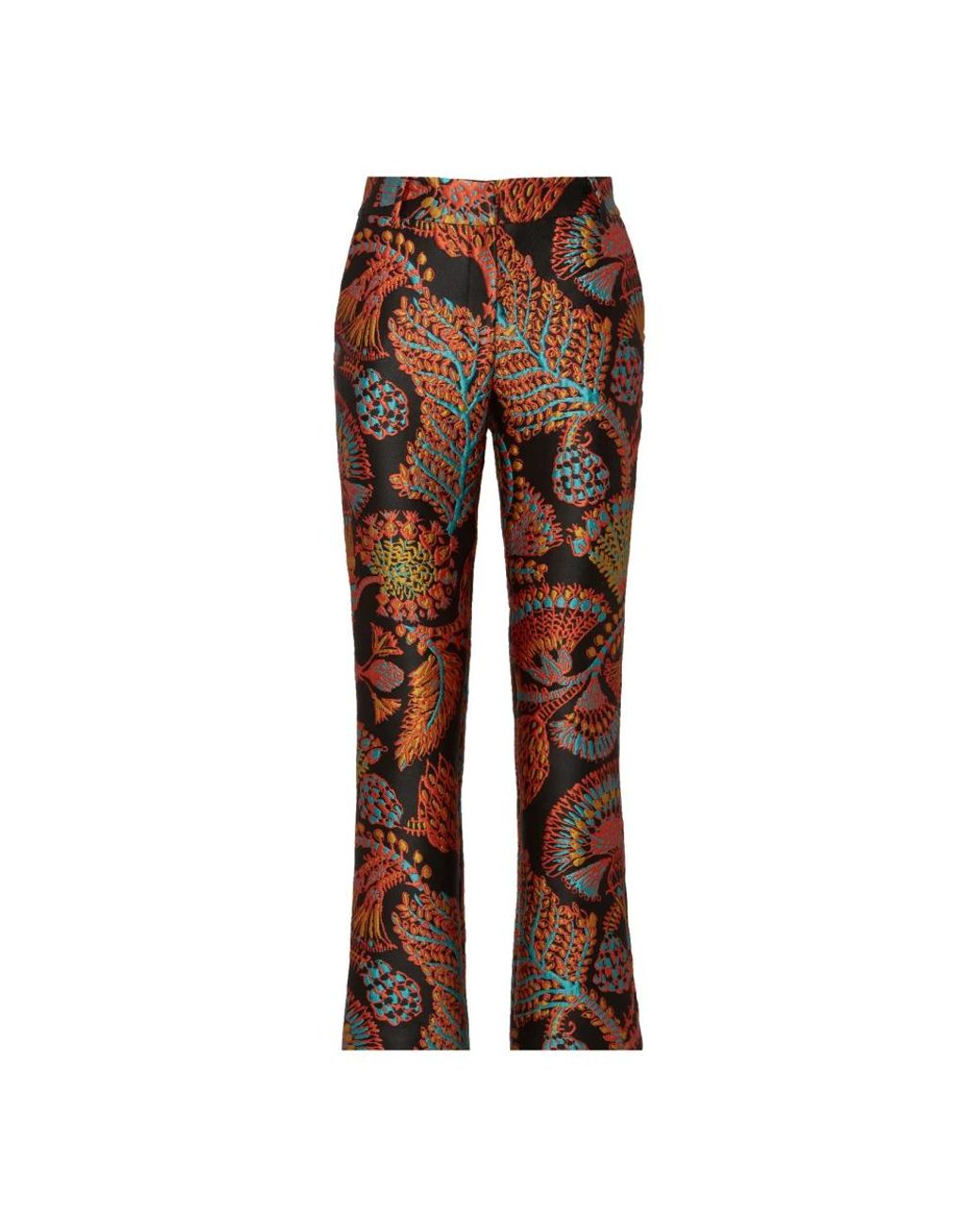 LaDoubleJ Broeken ,Veelkleurig ,Polyester Luxe Jacquard Wijde Broek in het Brown