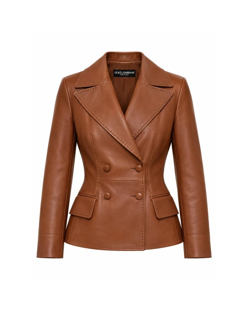 Dolce & Gabbana Kalfsleren Jas in het Brown