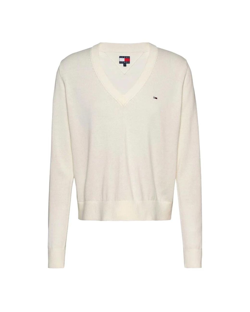 Tommy Hilfiger White V-Neck Knitwear