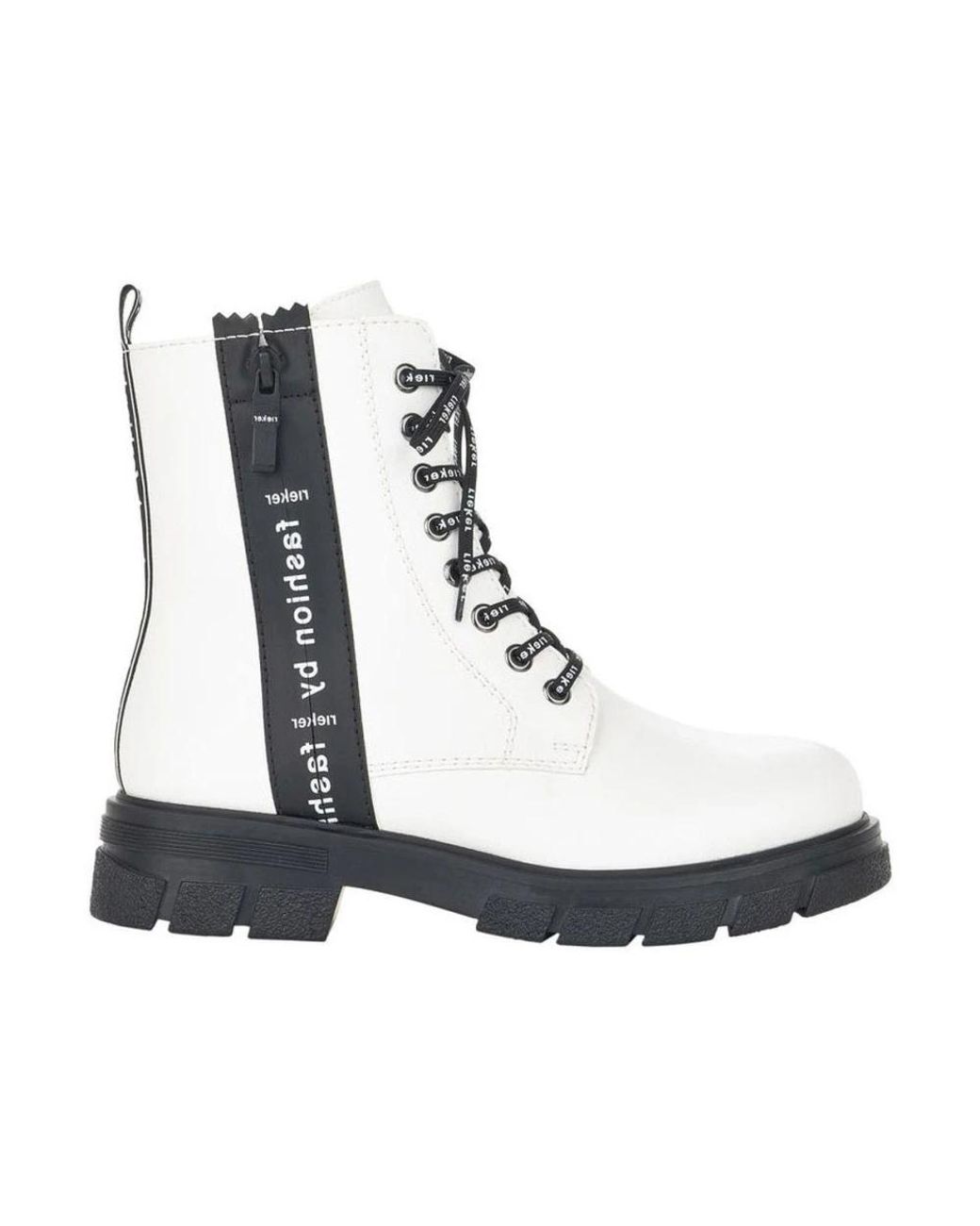 Rieker White Lace-Up Boots