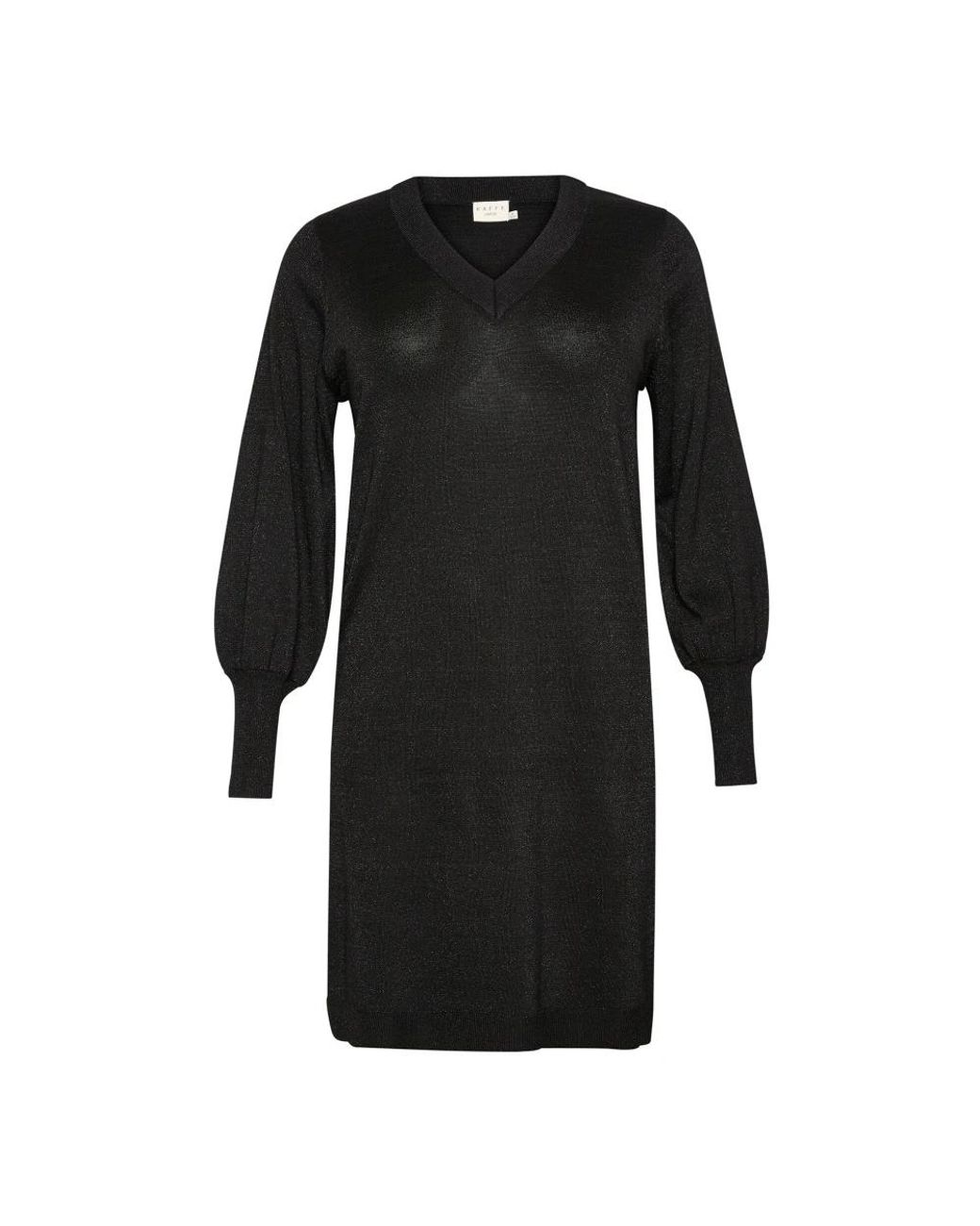 Kaffe Kleedjes ,Zwart ,Nylon Zwarte Metallic Gebreide Jurk Met Pofmouwen in het Black