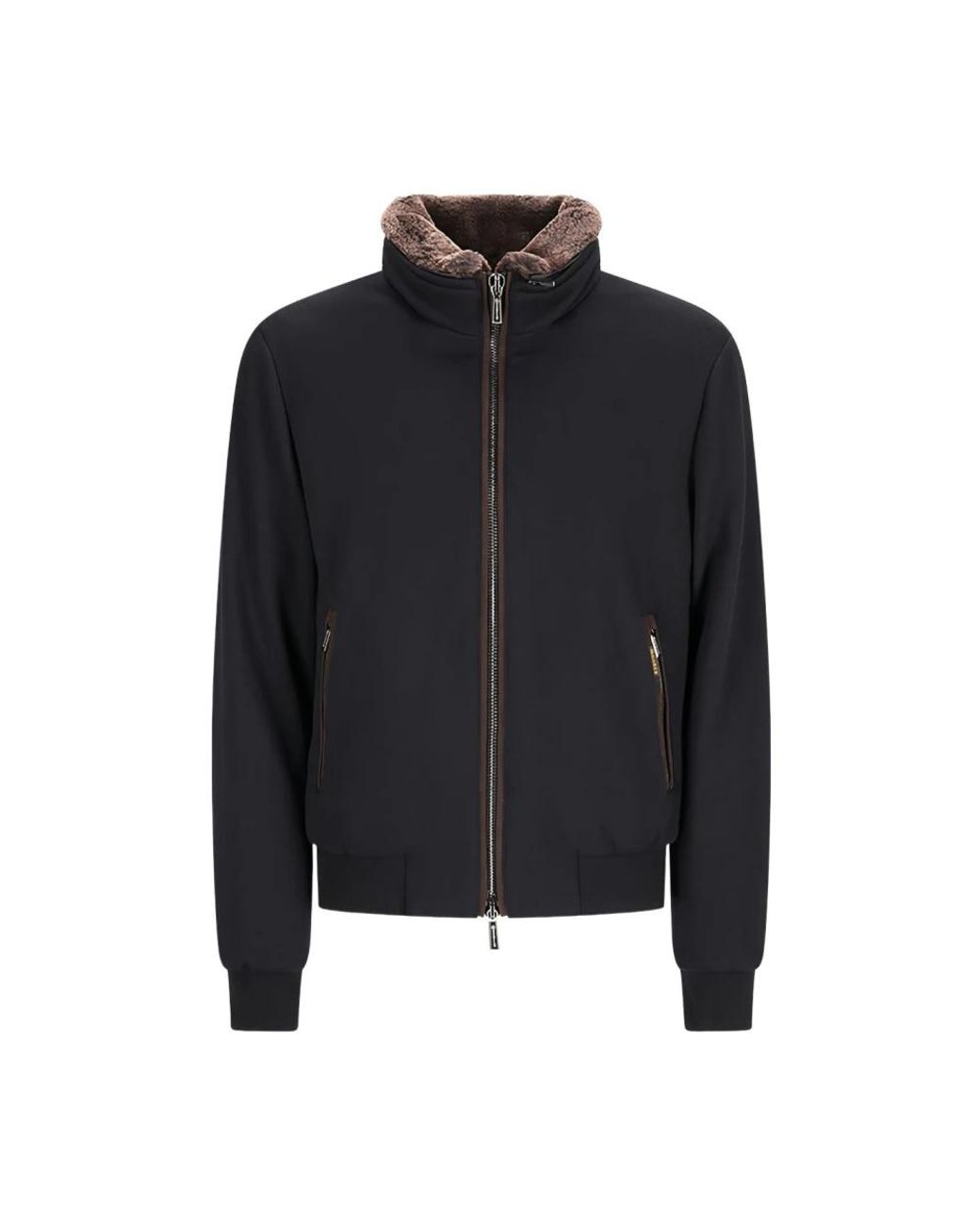 Moorer Jassen ,Zwart ,Wol Zwarte Wollen Shearling Kraag Jas in het Black voor heren