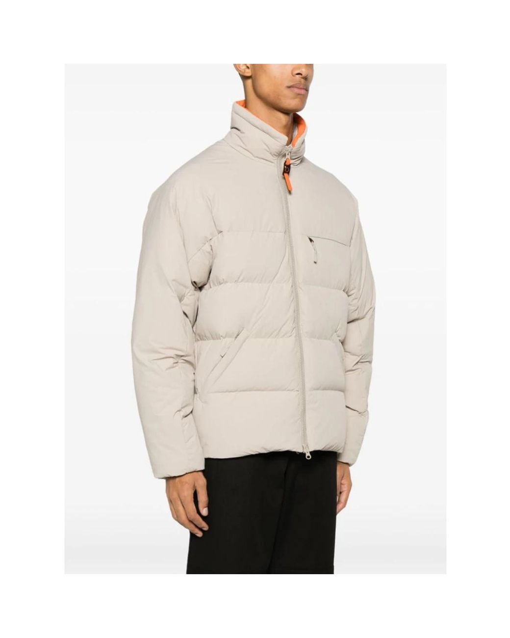 Junya Watanabe Jassen ,Gewatteerde Hoge Hals Rits Jas in het Natural voor heren