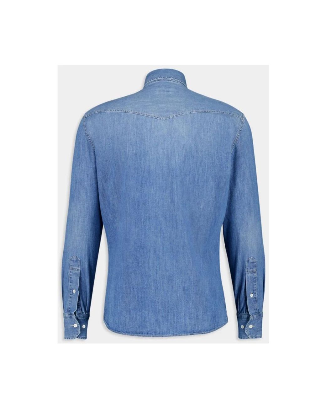 Brunello Cucinelli Blue Denim Shirts for men