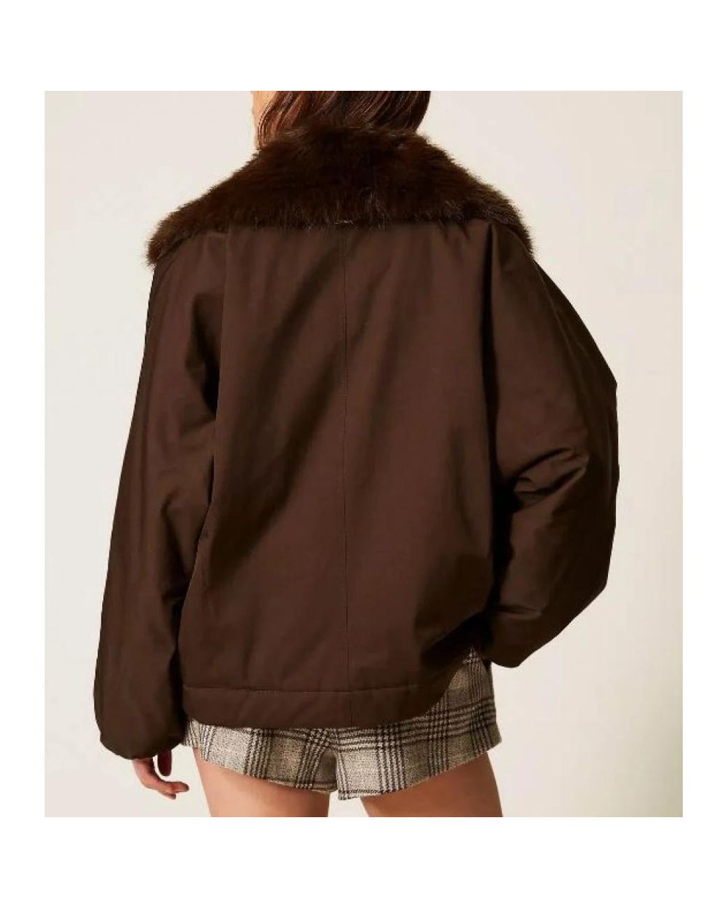 Twinset Brown Faux Fur & Shearling Jackets