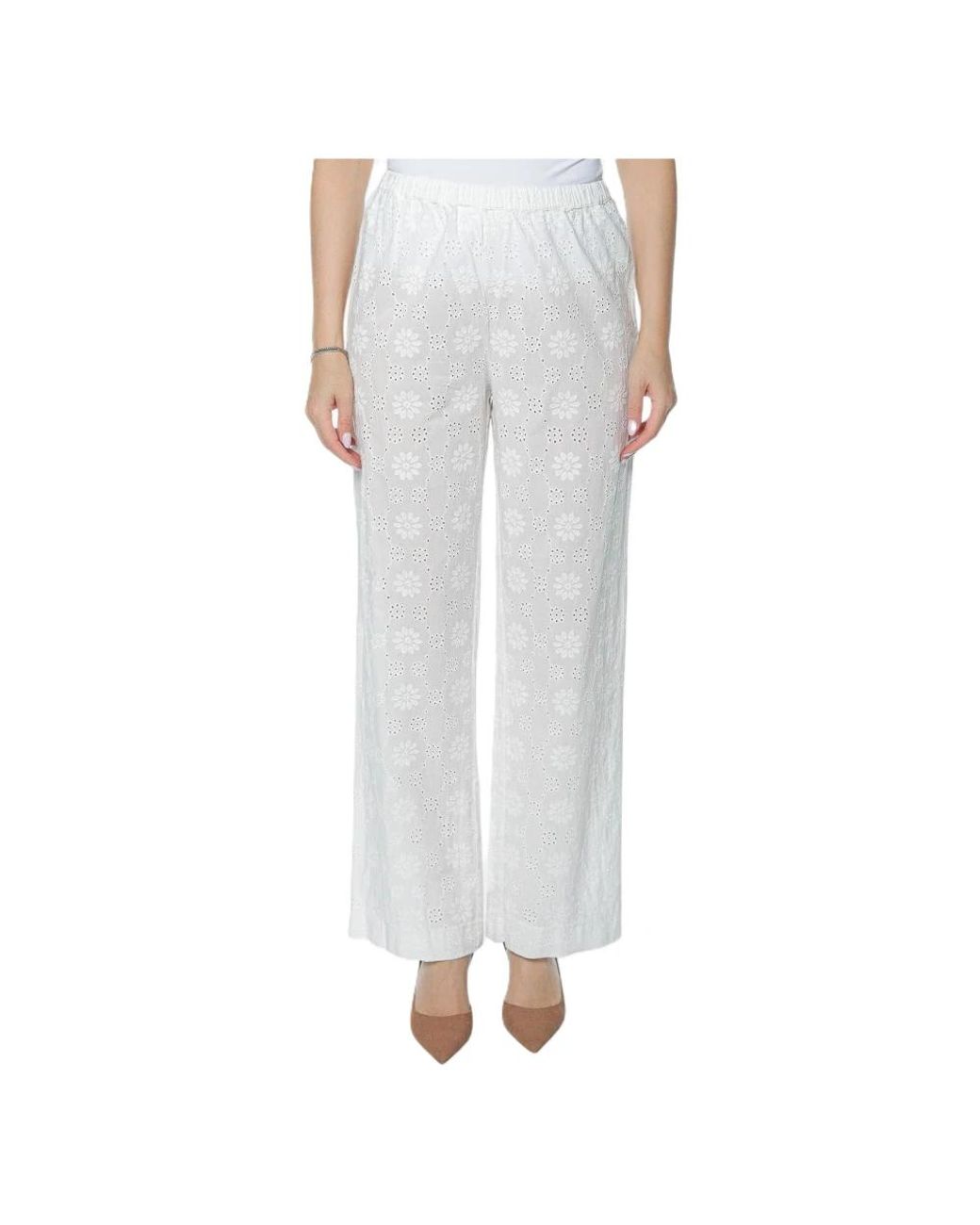 Mc2 Saint Barth Broeken ,Wit ,Katoen Inez Pullup Crochet Pant in het White