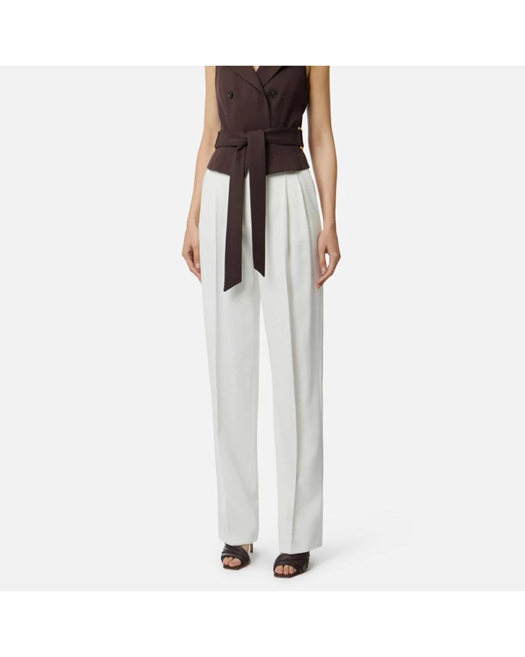 Elisabetta Franchi White Slim-Fit Trousers