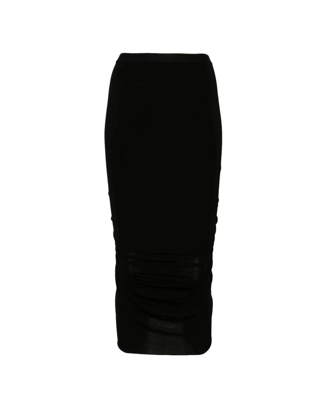 Rick Owens Rokken ,Zwart ,Shrimp Ruched Midi Rok in het Black