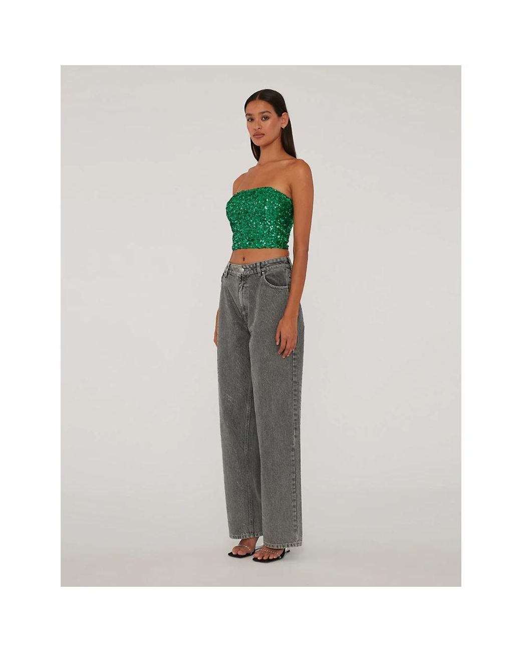 ROTATE BIRGER CHRISTENSEN Gray Straight Fit Jeans