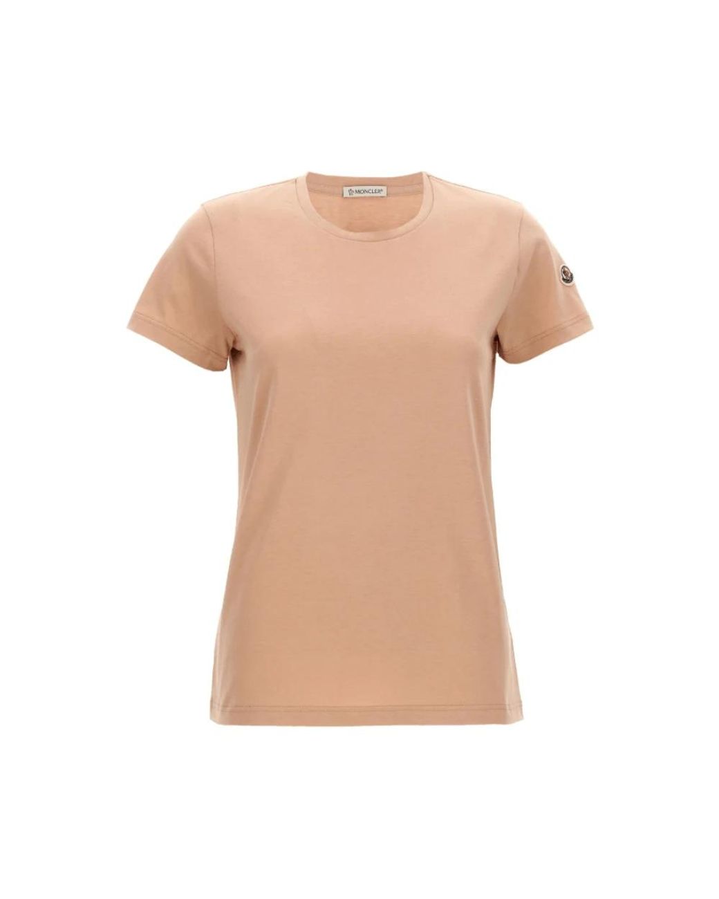 Moncler Tops ,Roze ,Katoen Roze Katoenen Crew Neck T-Shirt in het Pink